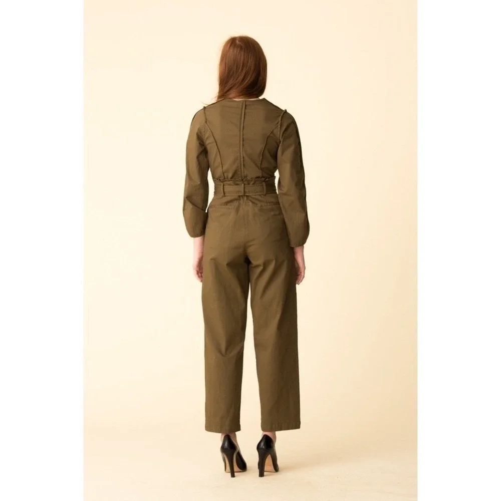 NWT Sea New York | Scout Long Sleeve Jumpsuit Olive Green Sz 0‎ Straight Leg